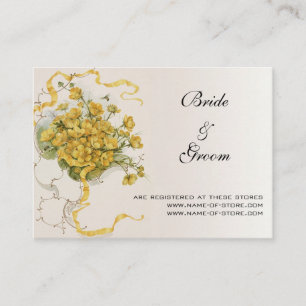 Carte D'accompagnement Mariage Vintage, Fleurs de Bouton d'Or Jaunes et A