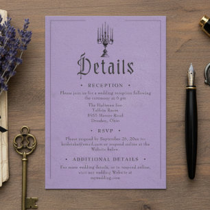Carte D'accompagnement Mariage Vintage Gothique Toile Noir Violet