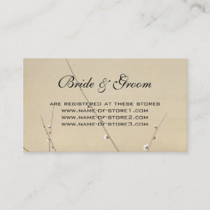 Carte D'accompagnement Mariage Vintage, Hibou Japonais et Arbre de Prunie