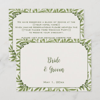 Carte D'accompagnement Mariage Vintage, Motif de feuilles de saule victor