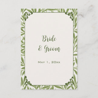 Carte D'accompagnement Mariage Vintage, motif feuilles de saule victorien
