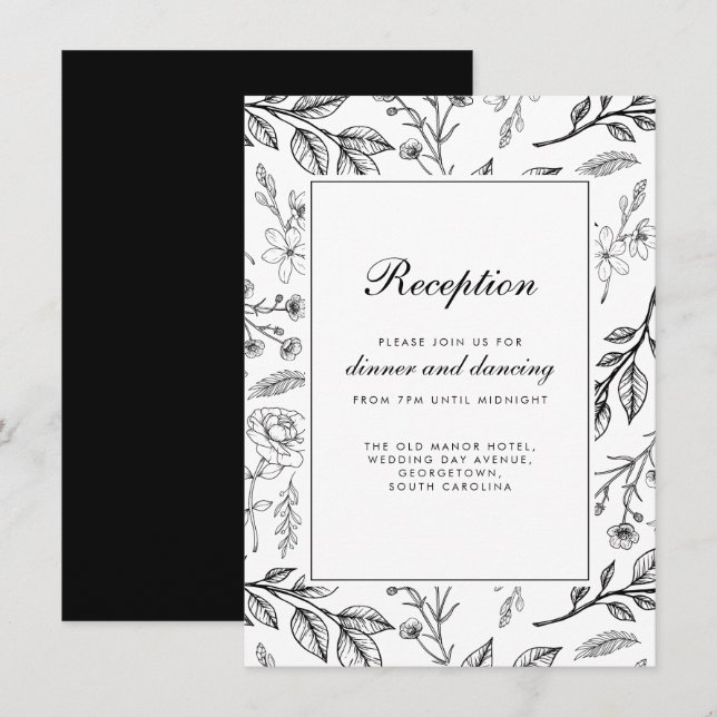 Carte D'accompagnement Mariage Vintage noir blanc (Devant / Derrière)