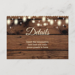 Carte D'accompagnement Mariage vintage rustique de l'information de