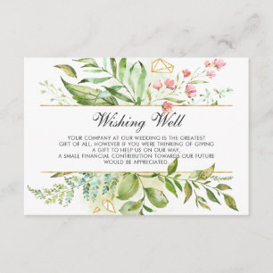 Carte D'accompagnement Mariage Wild Floral Green Folid Wishing well
