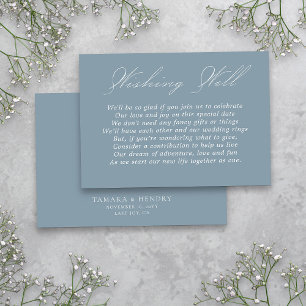 Carte D'accompagnement Mariage Wishing well Calligraphie Script Dusty Blu