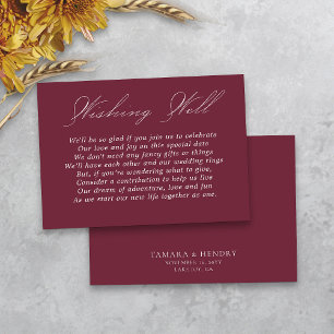 Carte D'accompagnement Mariage Wishing well Calligraphy Script Bourgogne