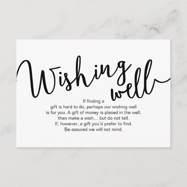Carte D'accompagnement Mariage Wishing well, Script noir (Devant)