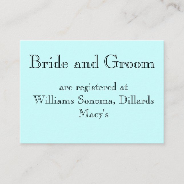 Carte D'accompagnement Mariée et Groom, sont enregistrés à... (Devant)