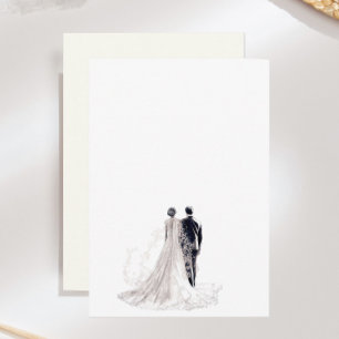 Carte D'accompagnement Mariée & Marié de Mariage Élégant