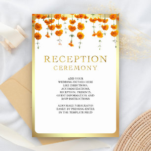 Carte D'accompagnement Marigold Floral South Indian Mariage Réception