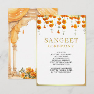 Carte D'accompagnement Marigold Floral Sud Indien Mariage Sangeet
