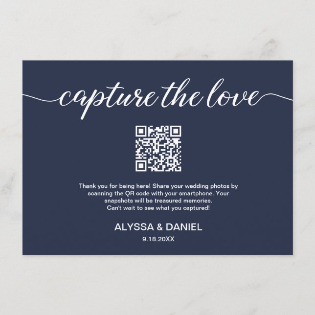 Carte D'accompagnement Marine bleu Capture de l'amour Code QR photos mari (Devant)