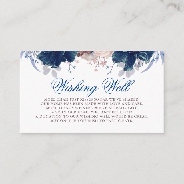 Carte D'accompagnement Marine Bleu et Mauve Wishing well (Devant)