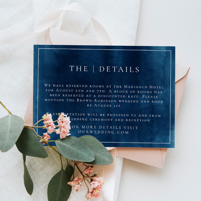 Carte D'accompagnement Marine Bleue Frontière Détails de mariage élégant (Créateur téléchargé)