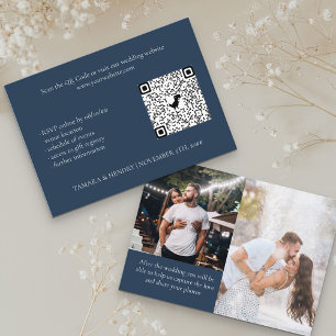 Carte D'accompagnement Marine Blue 2 Photo en ligne RSVP QR Code Mariage