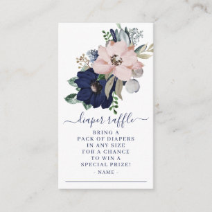 Carte D'accompagnement Marine Blue & Blush Floral Baby shower Déchets Raf