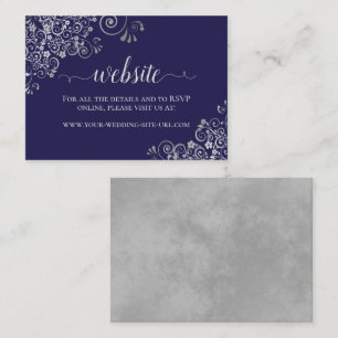 Carte D'accompagnement Marine Blue Elegant Silver Lace Mariage Website