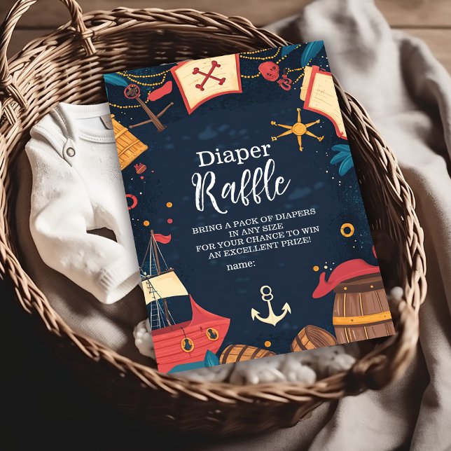 Carte D'accompagnement Marine Blue Nautical Pirate Baby Show Diapper Raff (Créateur téléchargé)
