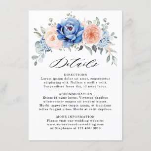 Carte D'accompagnement Marine Blue Slate Dusty Blush Pink Détails du Mari