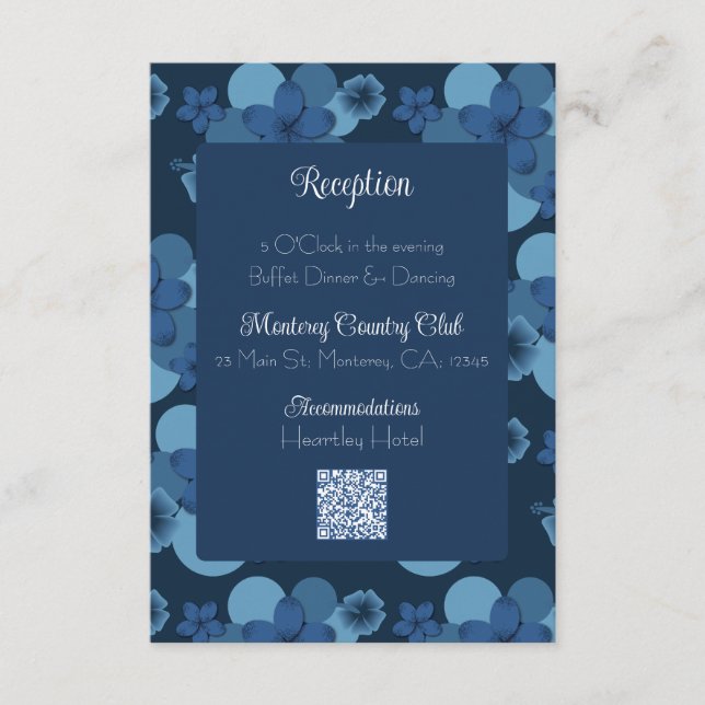 Carte D'accompagnement Marine Blue Tropical Thème Mariage Inviter Enclôtu (Devant)