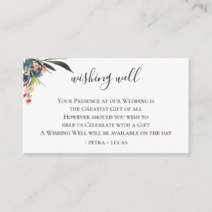 Carte D'accompagnement Marine Coral Botanique Mariage Wishing well