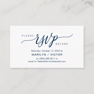 Carte D'accompagnement Marine esthétique Bleu Script, Parti RSVP répondre