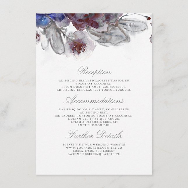 Carte D'accompagnement Marine et Bourgogne Détails du Mariage Insérer (Devant)
