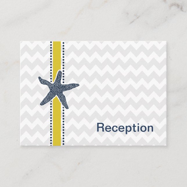 Carte D'accompagnement Marine et Jaune Starfish Beach Mariage papeterie (Devant)