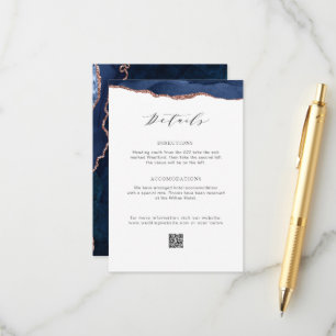 Carte D'accompagnement marine et rose or agate détails du mariage