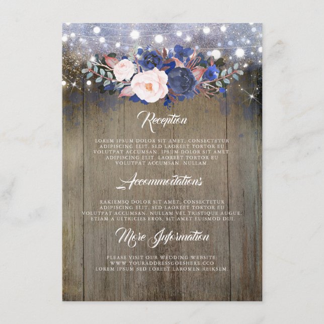 Carte D'accompagnement Marine Floral Mariage Information Invité (Devant)