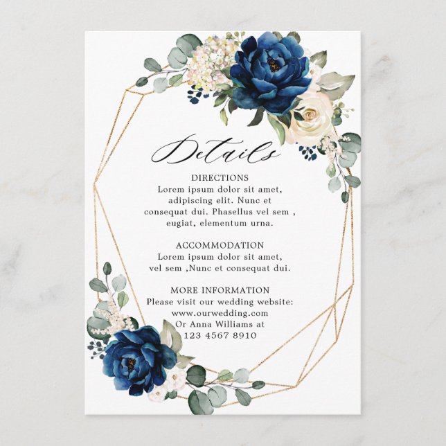 Carte D'accompagnement Marine Gold White Champagne Ivérique Détails géomé (Devant)