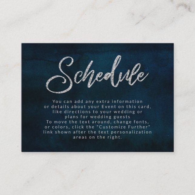 Carte D'accompagnement Marine Luster Dark Blue Silver Calendrier Mariage (Devant)