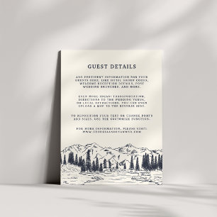 Carte D'accompagnement Marine noire   Mountain Sketch Mariage Détails de 