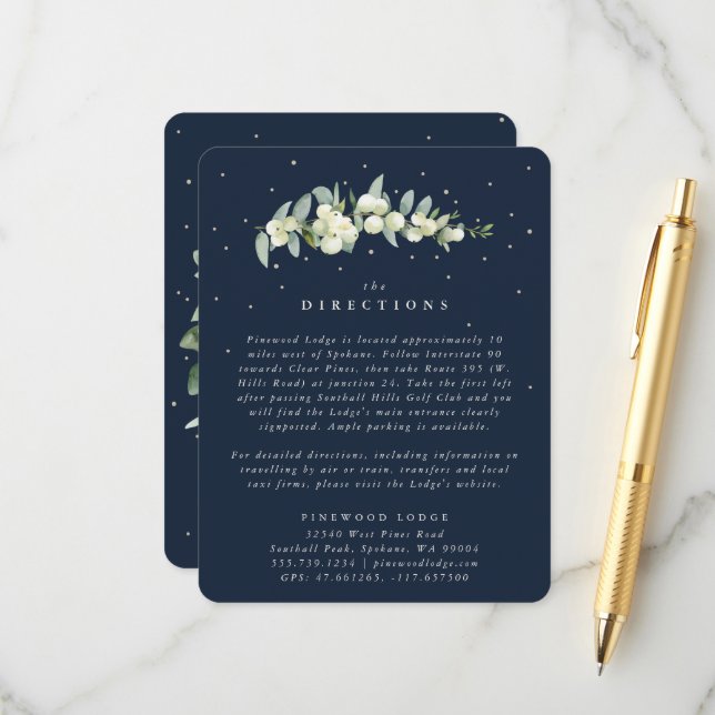 Carte D'accompagnement Marine Snowberry+Eucalyptus Mariages de tiges Dire (Devant/Arrière en situation)