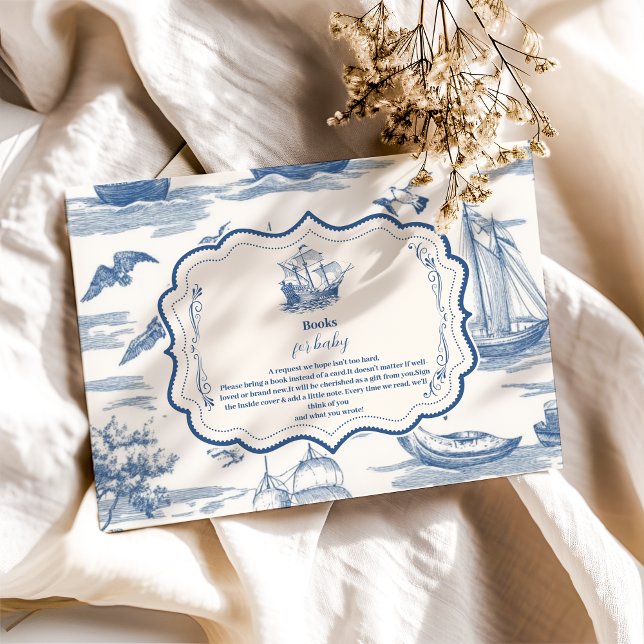 Carte D'accompagnement Marine Toile Baby shower nautique Livres pour bébé (Créateur téléchargé)