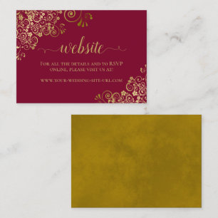 Carte D'accompagnement Maroon Burgundy Gold Floral dentelle site Mariage
