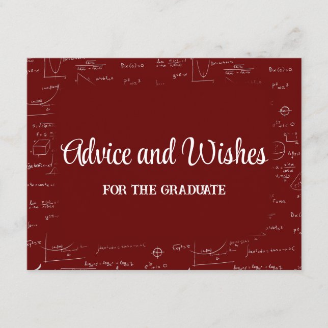 Carte D'accompagnement Maroon Math Graduation Party Advice for Graduate (Devant)