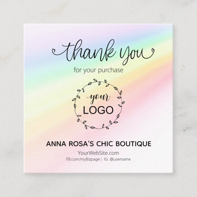 Carte D'accompagnement *~* Marque de Merci Rainbow Hearts (Devant)