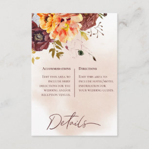 Carte D'accompagnement Marsala Clay & Bouquet Jaune Détails Mariage