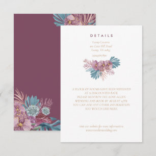 Carte D'accompagnement Marsala Tropical Leaves Floral Mariage Enclosu
