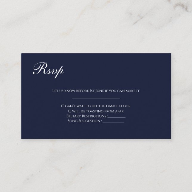 Carte D'accompagnement Marvelous Blue enregistrer la date mariage rsvp ca (Devant)