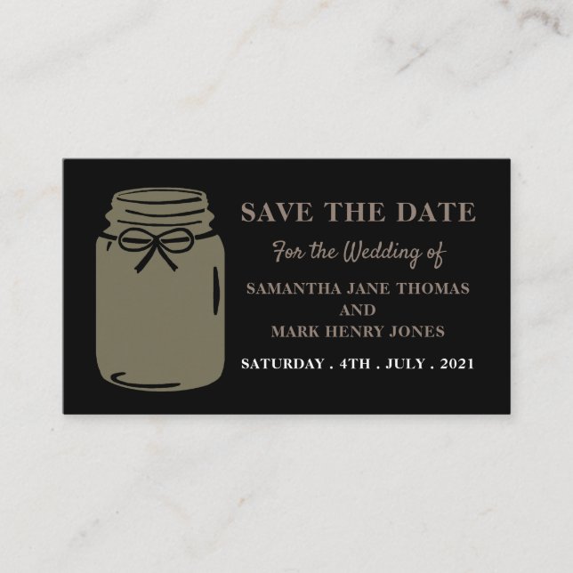 Carte D'accompagnement Mason Jar, Enregistrer la date (Devant)