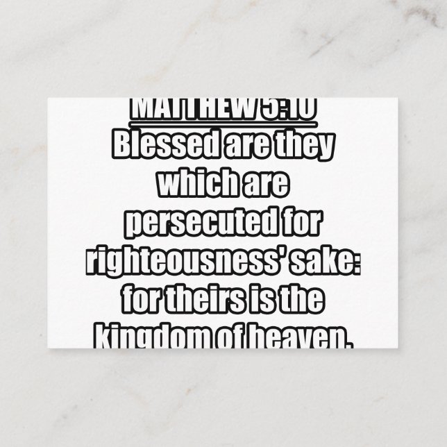 Carte D'accompagnement Matthieu 5:10 KJV Bible Verse Typographie (Dos)