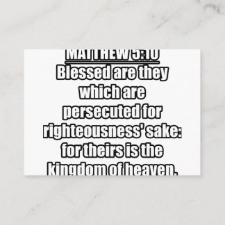 Carte D'accompagnement Matthieu 5:10 KJV Bible Verse Typographie