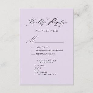 Carte D'accompagnement Mauve Élégant Script Minimaliste Mariage RSVP