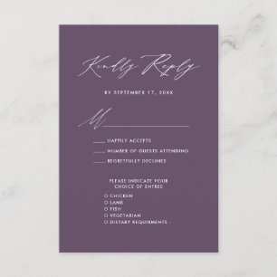 Carte D'accompagnement Mauve Élégant Script Minimaliste Mariage RSVP