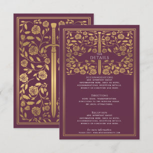 Carte D'accompagnement Mauve Royal Medieval Sword Détails du Mariage