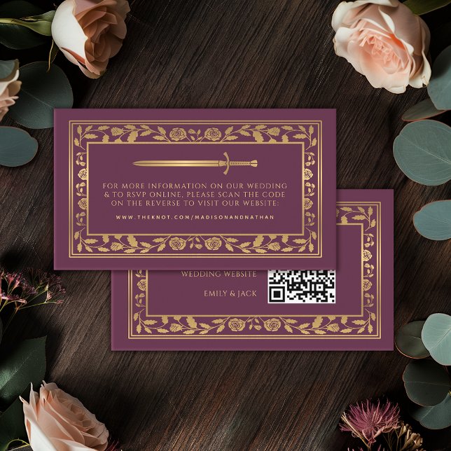 Carte D'accompagnement Mauve Royal Sword Site Mariage RSVP QR Code (Créateur téléchargé)