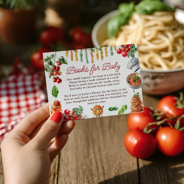 Carte D'accompagnement Meatball Italian Pasta Books for Baby Shower (Meatball Italian Pasta Books for Baby Shower Enclosure Card)