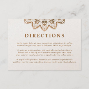 Carte D'accompagnement Médaillon d'or Shimmer Mandala Mariage Directions